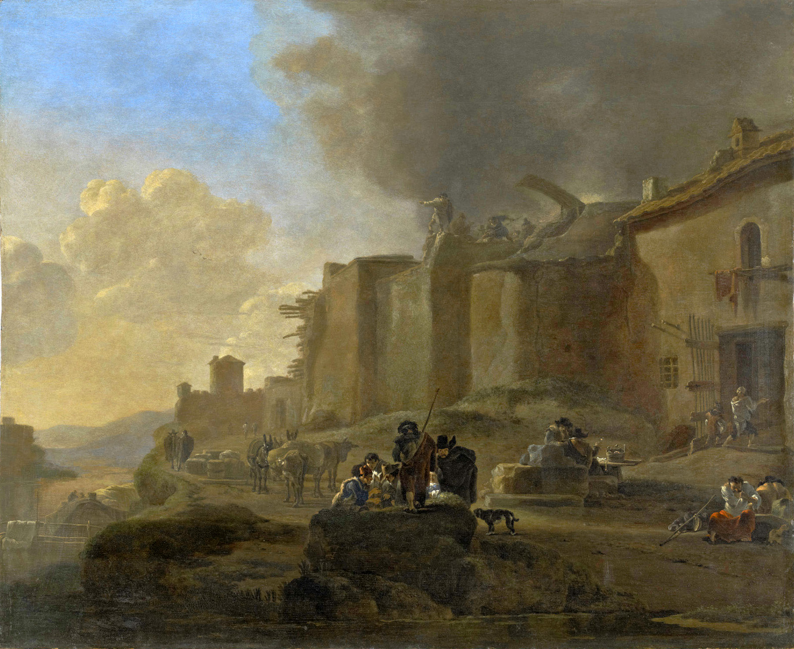 peasants by a river bank